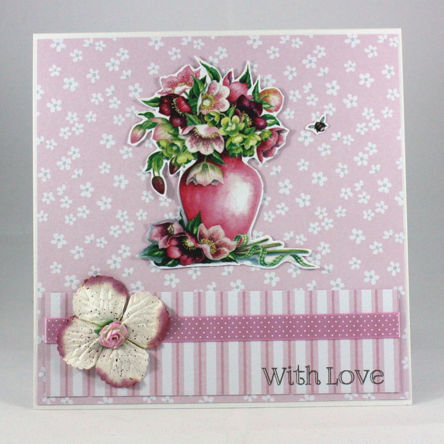 Handmade any occasion card - floral vase