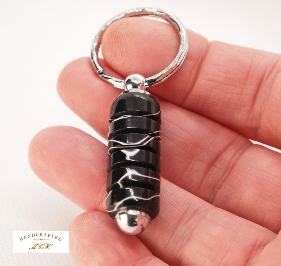 Handcrafted Acrylic Keyring Turned and polished with quality 'Chrome' fixings