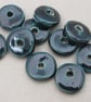 10 Medium Petrol Blue Glazed Ceramic Washer Beads - Image 2