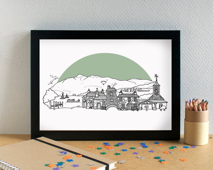 Lake District Skyline Travel Art Print