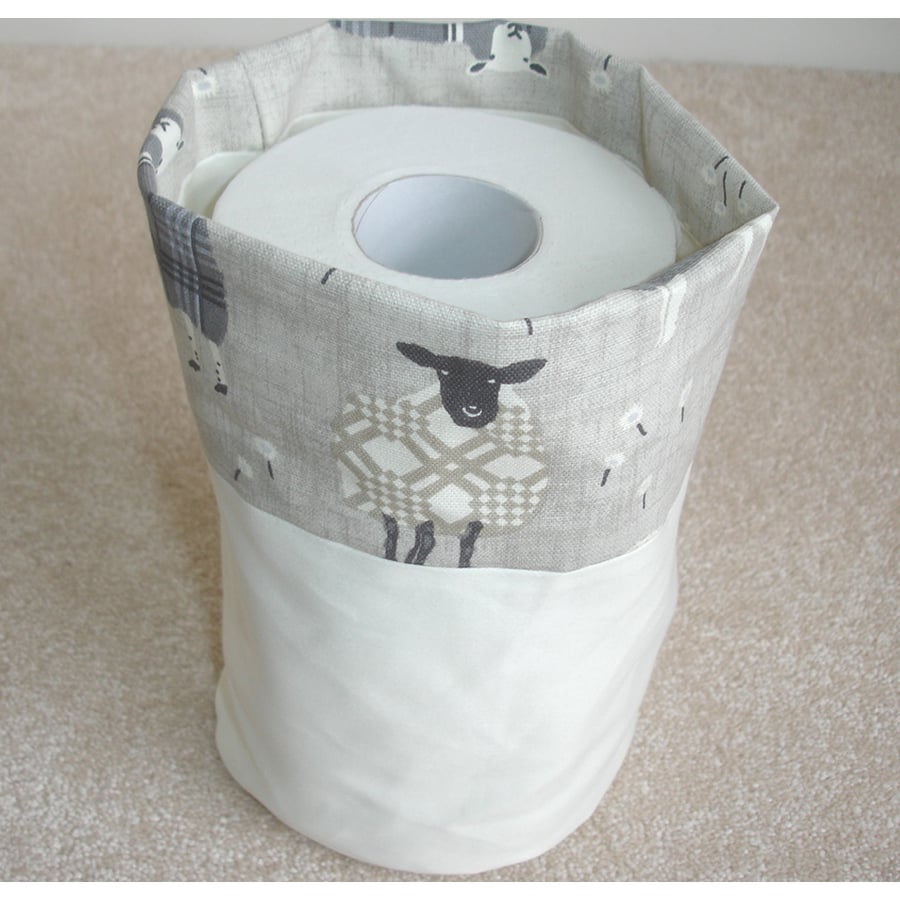 Toilet Roll Holder 2 Loo Roll Storage Basket Sheep