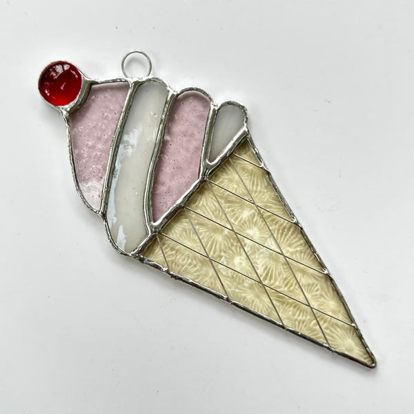 Stained Glass Ice Cream Suncatcher  - Handmade Hanging Decoration