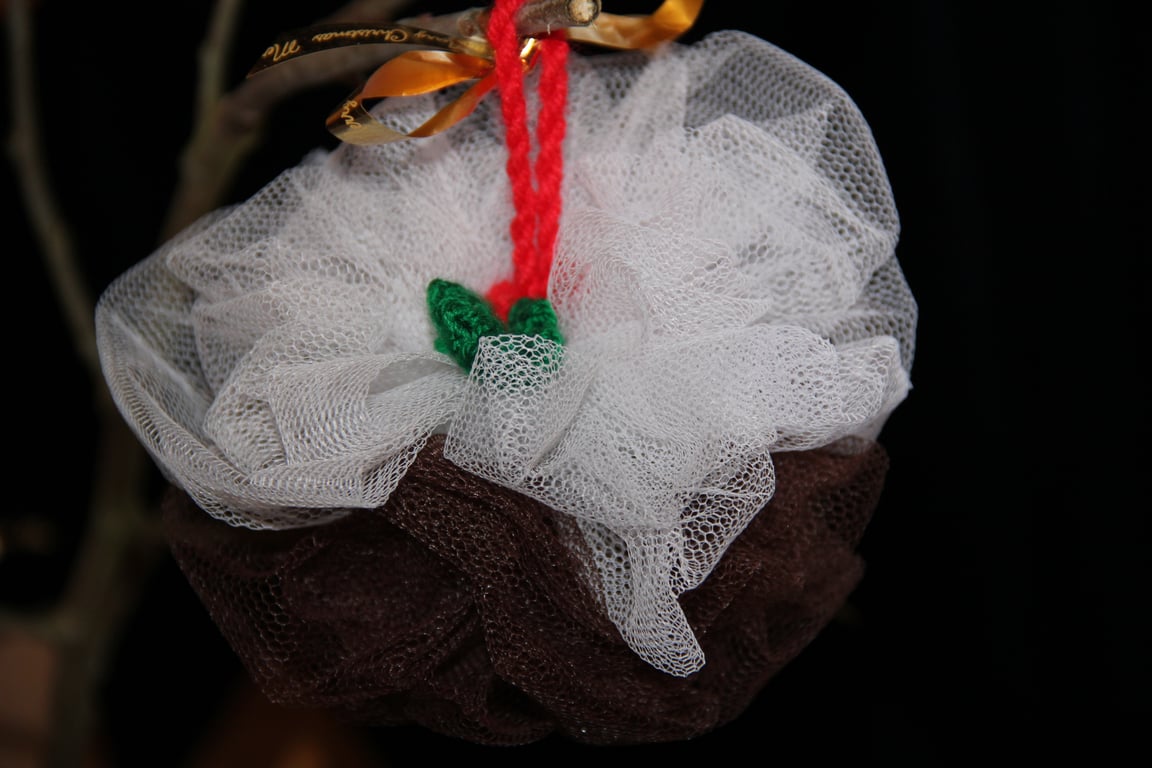Hand Made Christmas Pudding Bath Scrunchie