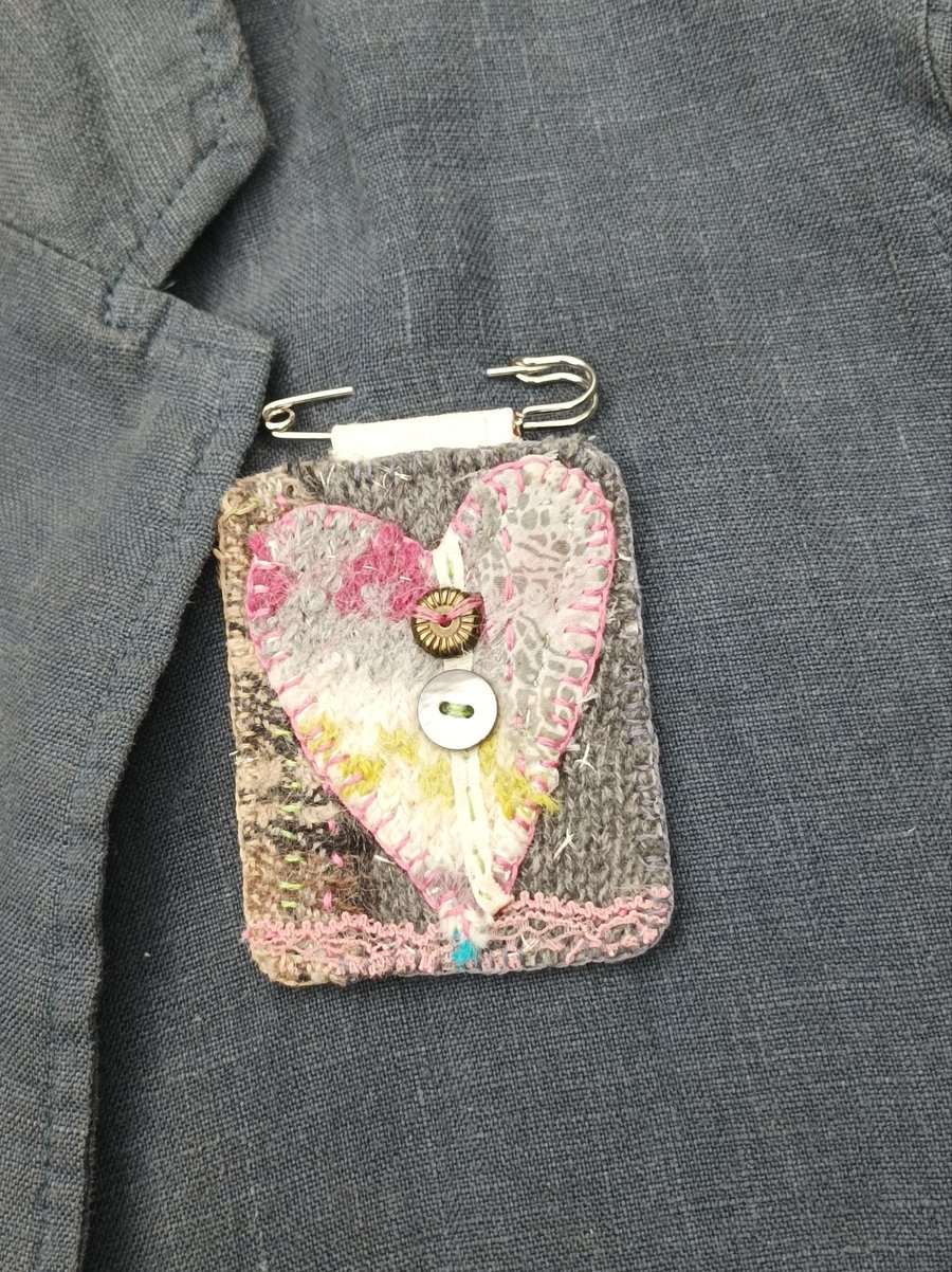 Heart brooch eco Valentine gift