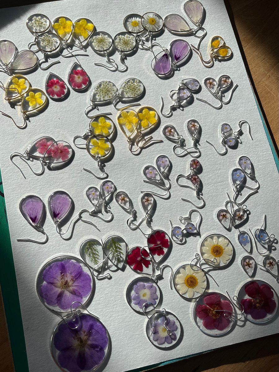 PURPLE & BLUE Pressed Flower Earrings 