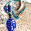 Blue Ceramic Face choker 