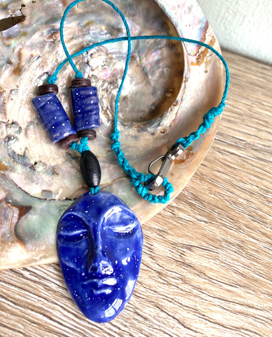 Blue Ceramic Face choker 