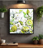 Fresh Bergamot Fruit and Blossom Watercolour - Art Print - Square Citrus Nature