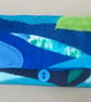  Envelope clutch in shades of blue and green, hand embroidered  - Image 5
