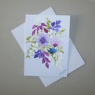 hand painted floral greetings card  (ref FA 14 R3 )