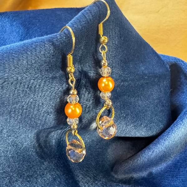 Glass and Pearl drop earrings