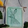 Fabric Hare hanger on willow - green