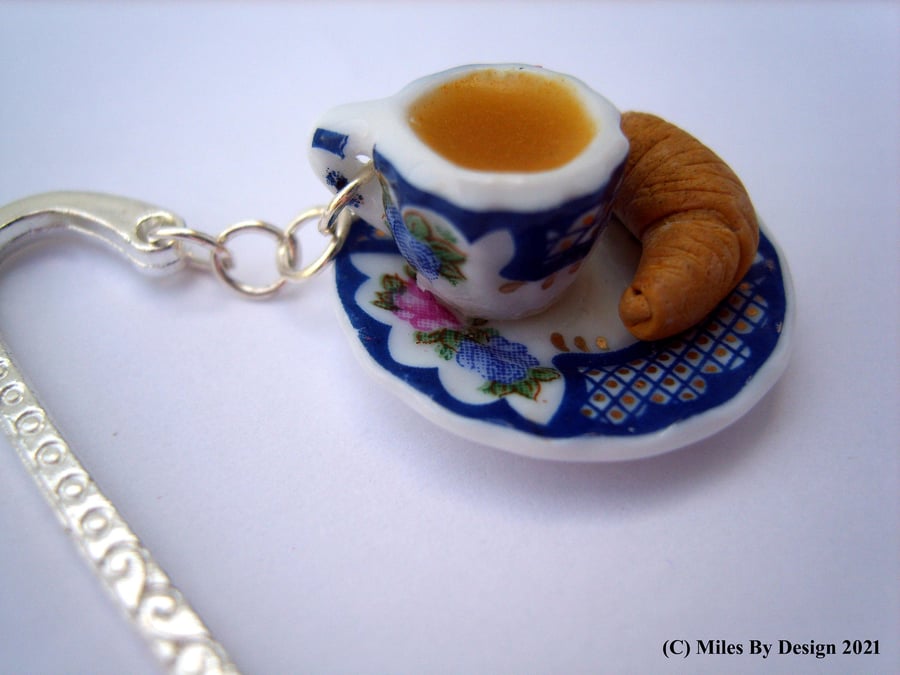 Porcelain Tea Cup & Saucer on Metal Bookmark