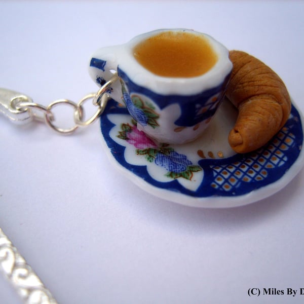 Porcelain Tea Cup & Saucer on Metal Bookmark