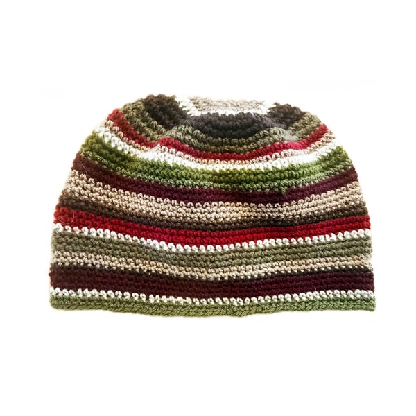 Handmade Crochet Skull Cap Kufi Beanie Hat "Autumn" 