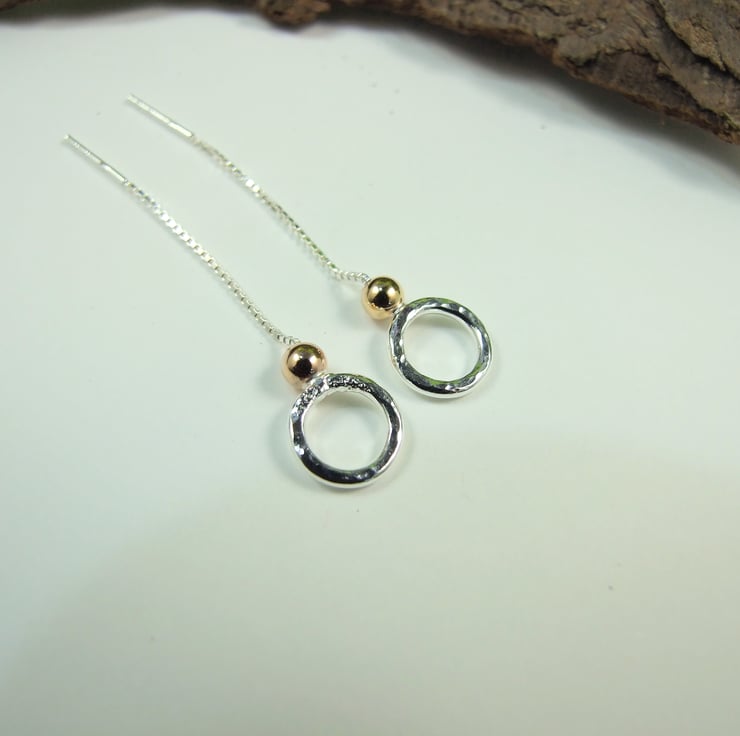 Sterling Silver Circle Earrings. Thread Through... - Folksy