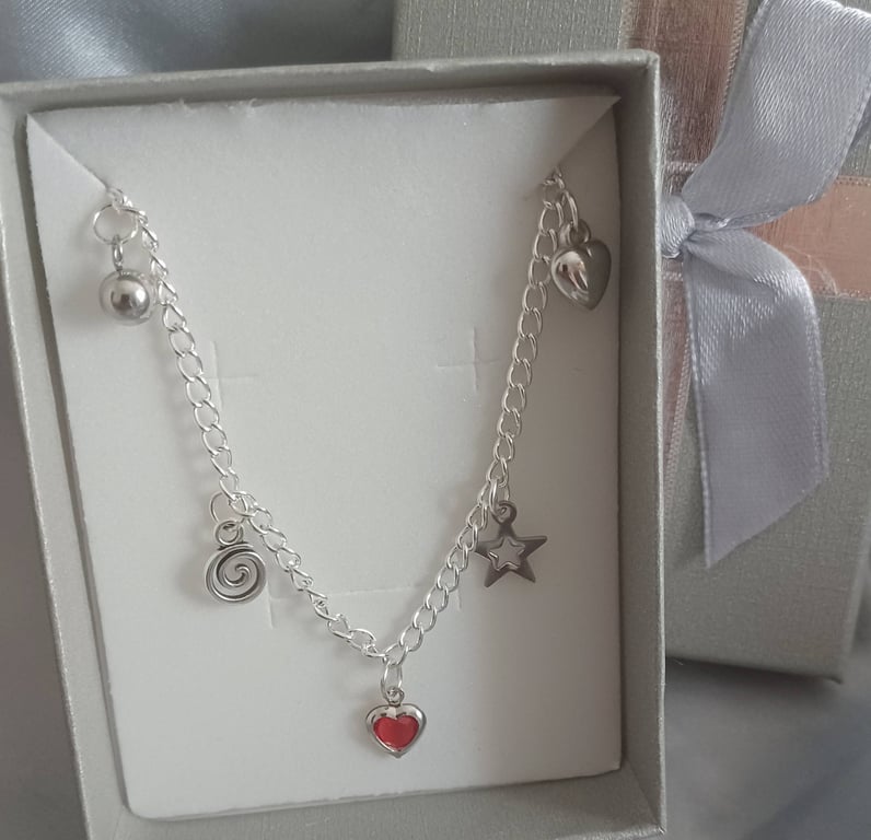 Silver Tone Charm Bracelet