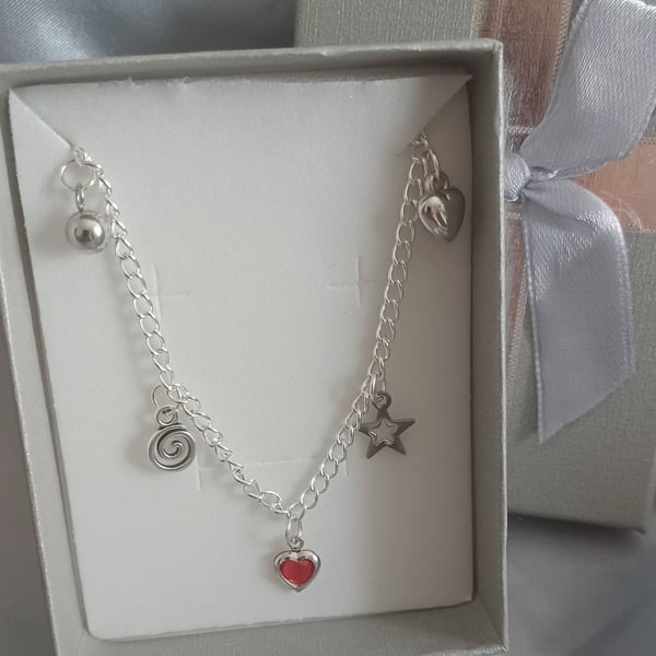 Silver Tone Charm Bracelet