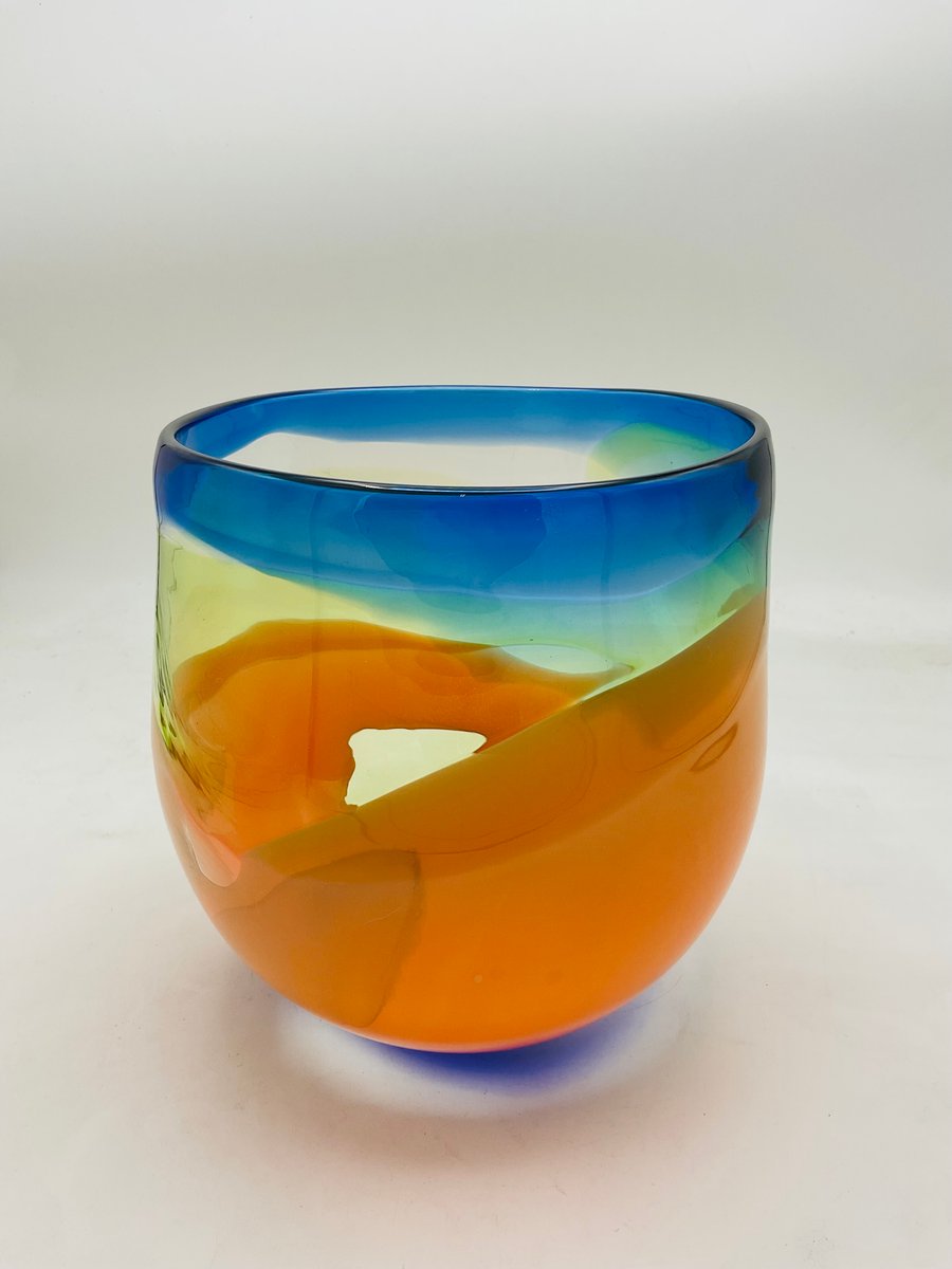 Cobalt ,Citrus ,Orange Stripey Bowl
