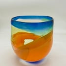 Cobalt ,Citrus ,Orange Stripey Bowl