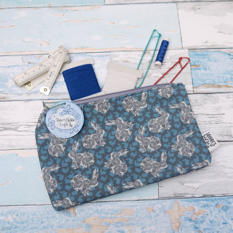 Floral Rabbit Zip Pouch
