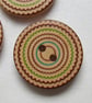 3 Medium Large Painted Circles Wooden Craft Buttons - Image 2