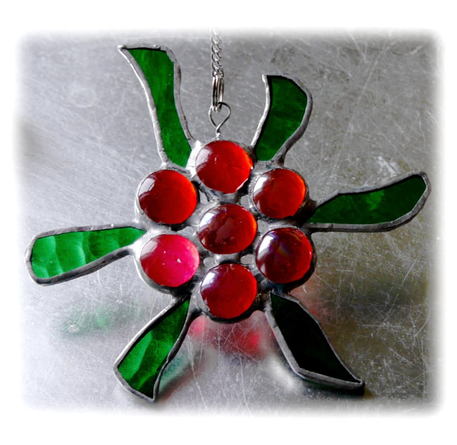 Berry Flower Suncatcher Handmade Stained Glass