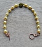 Green Pearl Bracelet with Faceted Tourmaline -  Rose Gold Filled Toggle Clasp - Image 5