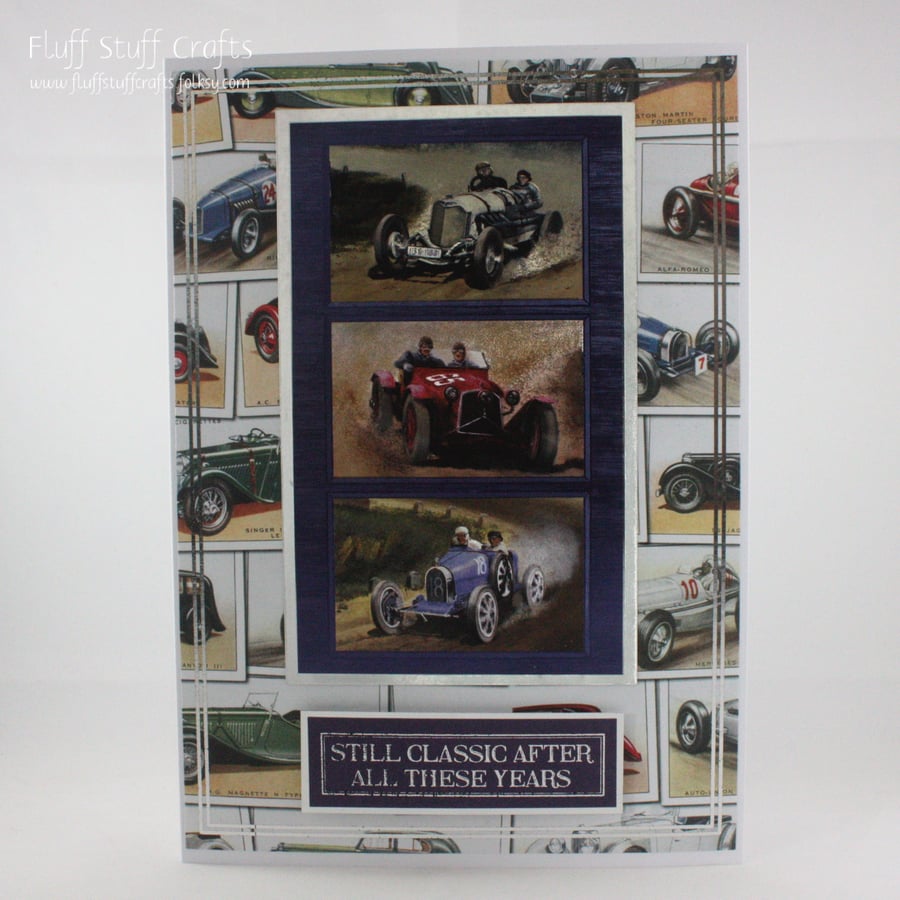 Classic racing car birthday card