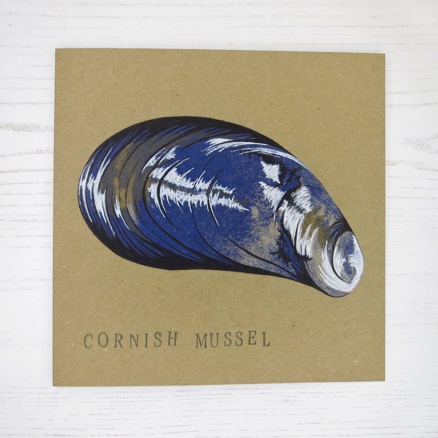 Cornish Mussel Greetings Card - Large Mussel  