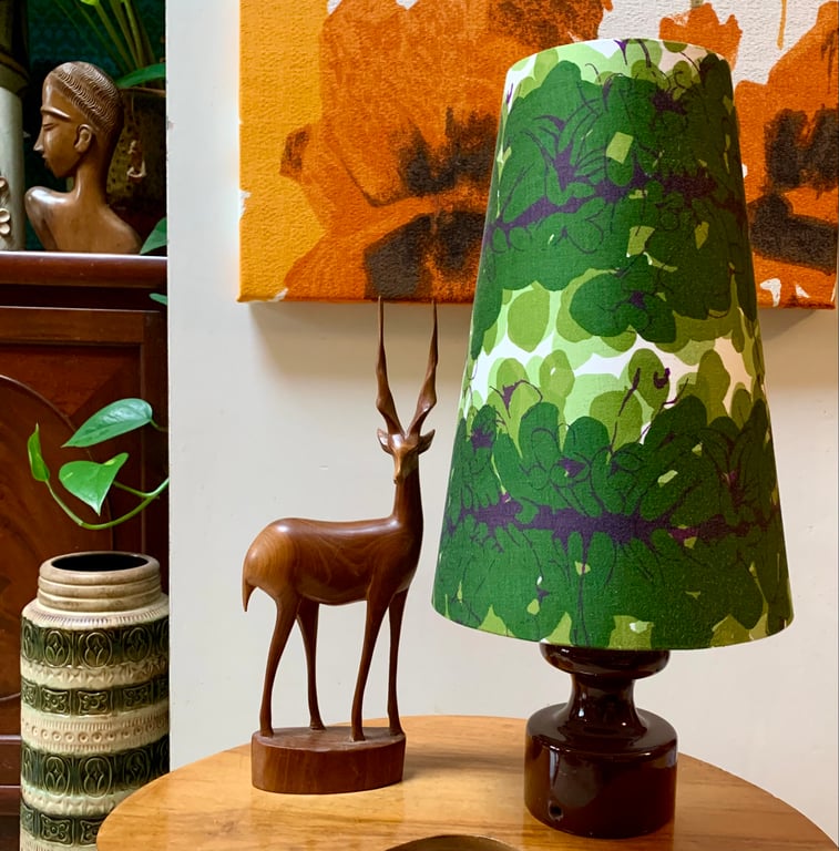 GREEN RIMINI Abstract 60s 70s Bernard Wardle Vintage Fabric Lampshade option 