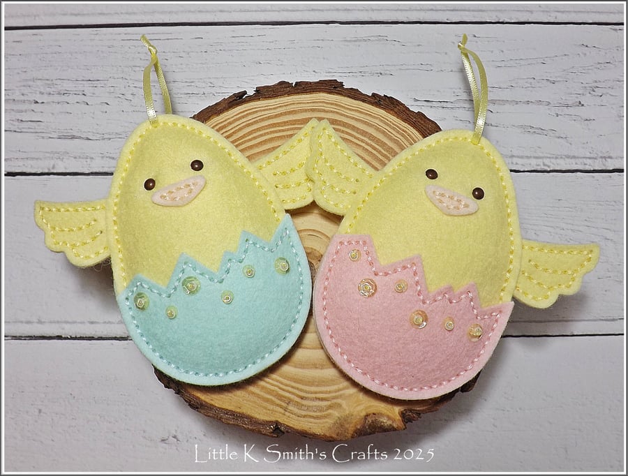 Made-To-Order, Personalised Felt Easter Chick Hatching Ornament