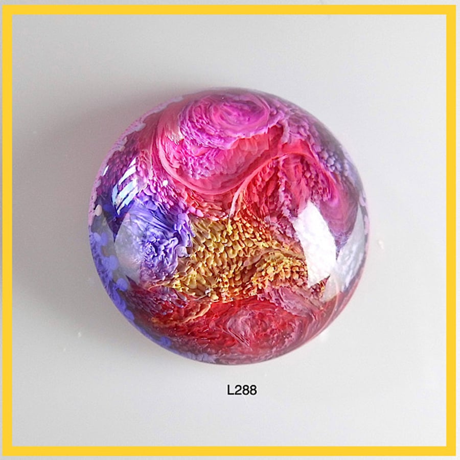 Large Round Pink Cabochon, hand made, Unique, Resin Jewelry - L288