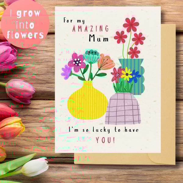 Plantable Mother's Day Card Card, Wildflower Seed Paper, Ecofriendly