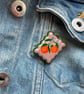 Orange Blossom Pink Postage Stamp Polymer Clay Pin Badge