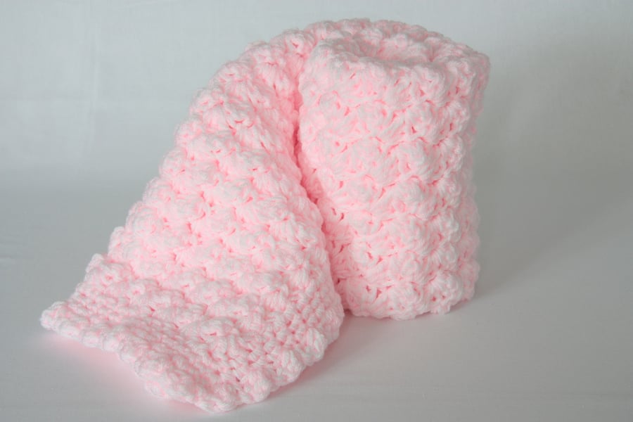 Pink and White Crochet Baby blanket