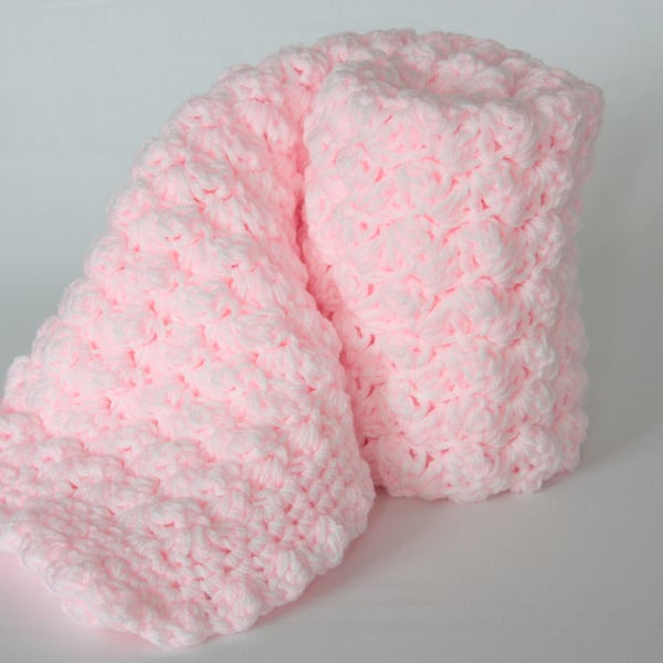 Pink and White Crochet Baby blanket