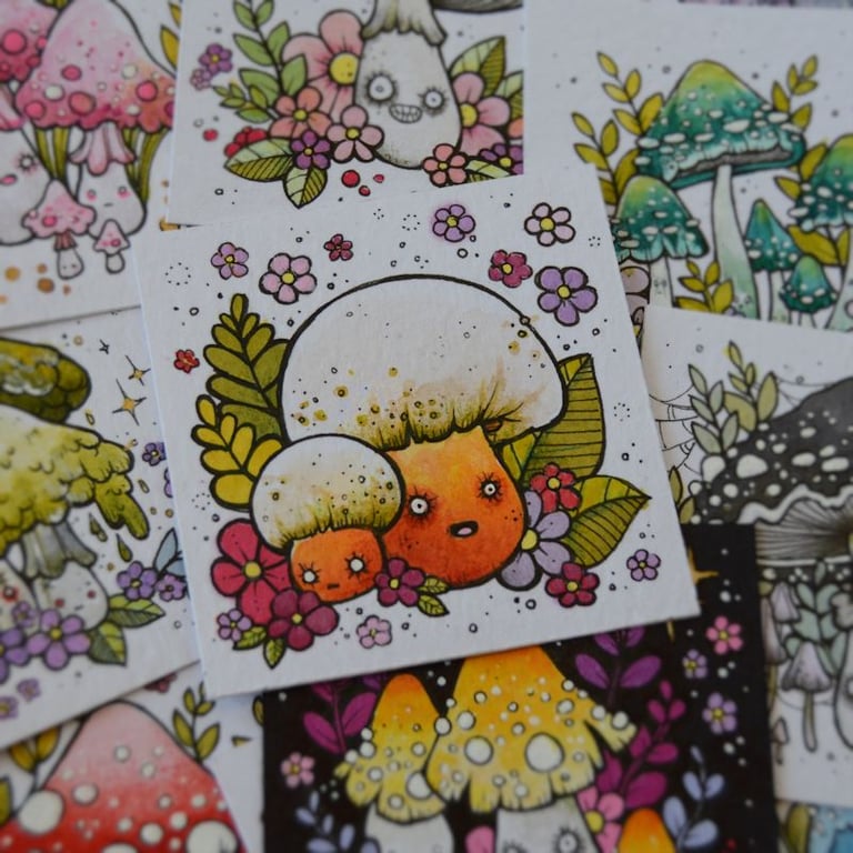 mushroom month - day 17 - original twinchie illustration