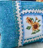 Sunflower cross stitch wool zip pouch - Image 2