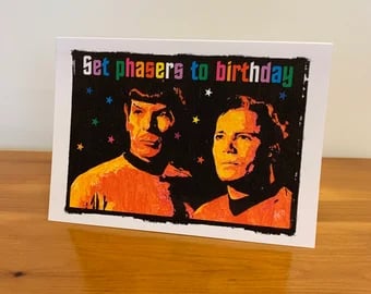 Birthday Card: Kirk Spock Set Phasers (13x18cm)