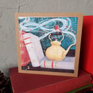 Robin and books - 6inch blank card