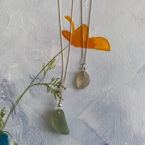 Sterling silver sea glass  pendants