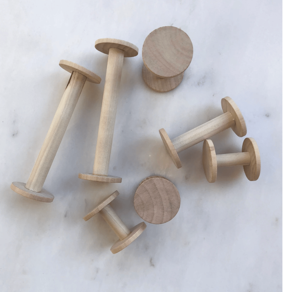 Handmade Wooden Spools, for crochet and craft organisation, photography styling