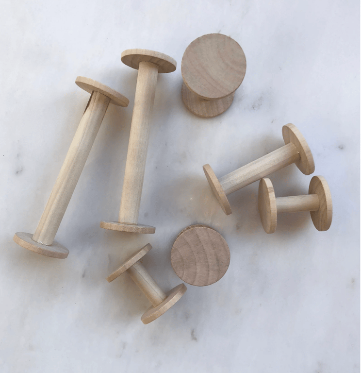 Handmade Wooden Spools, for crochet and craft organisation, photography styling