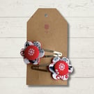 Hair Clips, White Flower, Snowflake, Christmas 