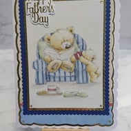 Happy Father’s Day Card Teddy Bear Relaxing wit… - Folksy