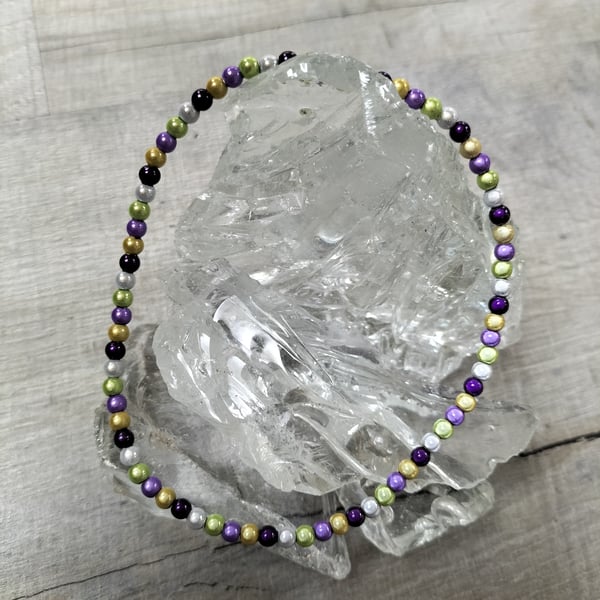 AL136B  Multicoloured  miracle bead elasticated anklet, 10.5"