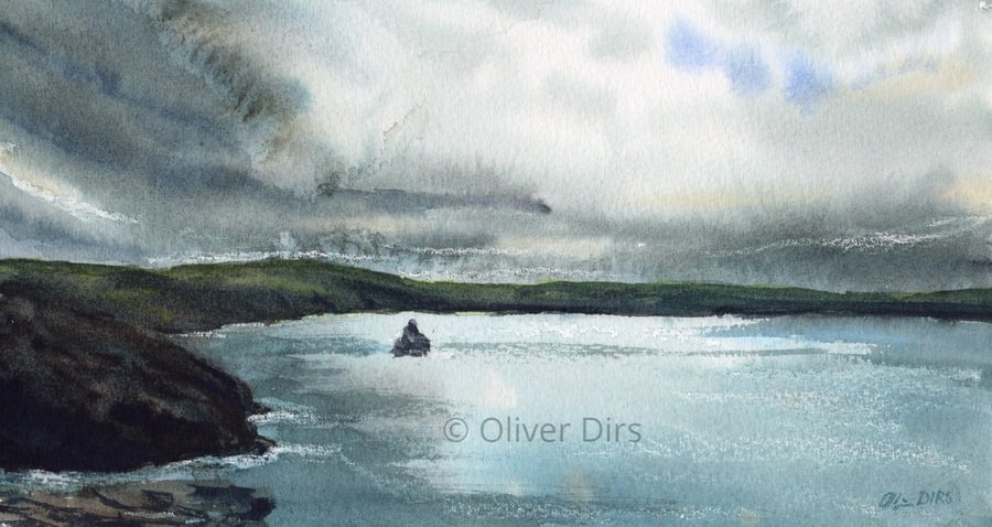 View from Tintagel Castle – original watercolour, unframed