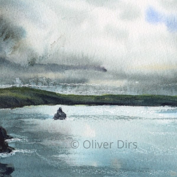 View from Tintagel Castle – original watercolour, unframed