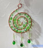Beautiful copper and green suncatcher wire wrapped spiral handmade unique  - Image 2